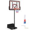 Goplus Basketball Hoop Outdoor, 7.4-10FT Quickly Height Adjustable Basketball Goal with 44 Inch Shatterproof PC Backboard, Wheels, Adults Basketball Stand for Court Backyard Driveway view 1