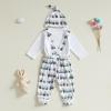 BeQeuewll Easter Newborn Baby Boy 3PCS Clothes Set Infant Long Sleeve Romper Bunny Carrot Suspender Pants Overalls Outfits (1st easter, 3-6 Months) view 3