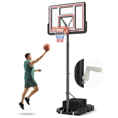 Giantex Portable Basketball Hoop Outdoor - 7.4-10 FT Height Adjustable Basketball Goal System w/ 44 Inch Shatterproof PC Backboard, Fillable Base, Basketball Hoop Indoor for Adults, Backyard, Driveway