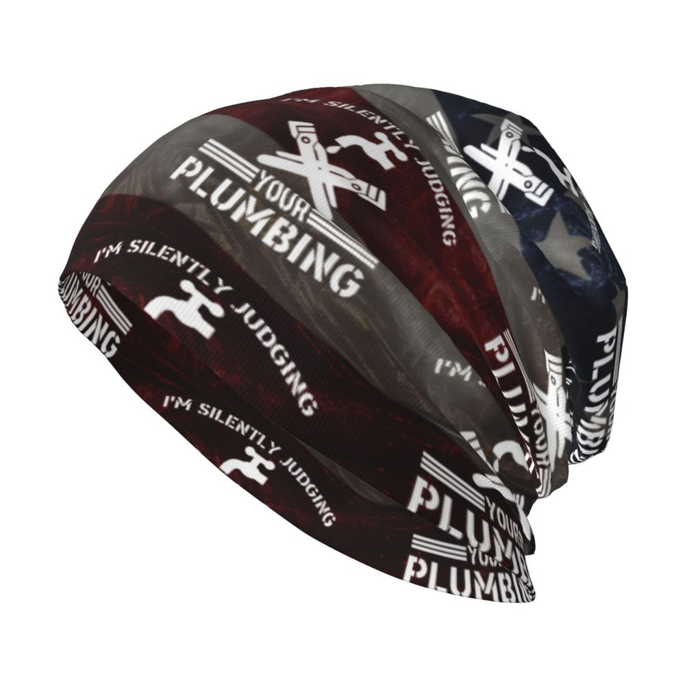 I'm Silently Judging Your Plumbing Beanie Skull Cap Warm Knit Slouchy Hat for Women Men Black