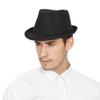 20s Men Fedora Hat Classic Manhattan Structured Gangster Trilby Hat Short Brim Bowler Hat with Band Panama Jazz Cap Derby Hat Black