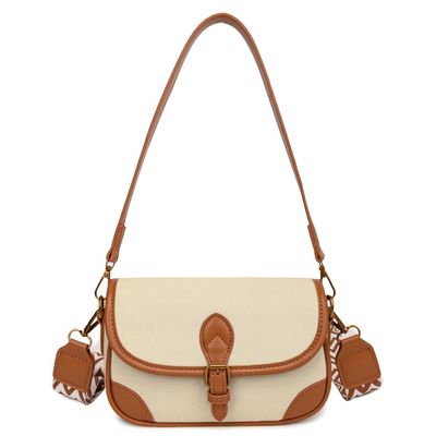 ALINUOYQ Women PU Shoulder Bag Fashion Crossbody Bag Large Capacity Stylish Commuting Bag Adjustable Strap Chic Hobo Bag Patchwork Vintage Sling Bag (Beige Brown)