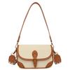 ALINUOYQ Women PU Shoulder Bag Fashion Crossbody Bag Large Capacity Stylish Commuting Bag Adjustable Strap Chic Hobo Bag Patchwork Vintage Sling Bag (Beige Brown) view 1