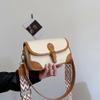 ALINUOYQ Women PU Shoulder Bag Fashion Crossbody Bag Large Capacity Stylish Commuting Bag Adjustable Strap Chic Hobo Bag Patchwork Vintage Sling Bag (Beige Brown) view 2