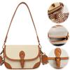 ALINUOYQ Women PU Shoulder Bag Fashion Crossbody Bag Large Capacity Stylish Commuting Bag Adjustable Strap Chic Hobo Bag Patchwork Vintage Sling Bag (Beige Brown) view 3