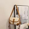 ALINUOYQ Women PU Shoulder Bag Fashion Crossbody Bag Large Capacity Stylish Commuting Bag Adjustable Strap Chic Hobo Bag Patchwork Vintage Sling Bag (Beige Brown) view 4