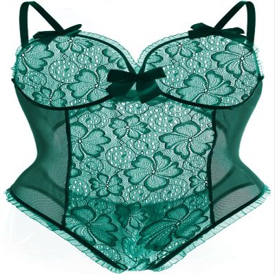AnloveKiss Sexy Women's One - Piece Lace Bodysuit Lingerie for Romantic Nights - Babydoll Sleepwear (green, XL)