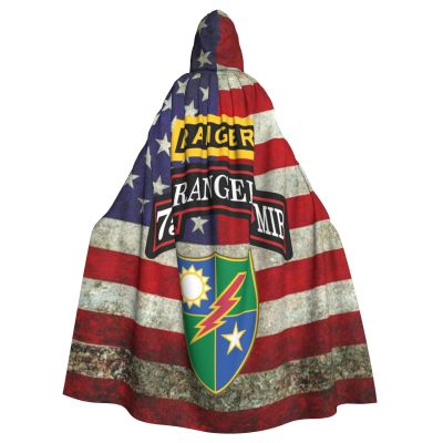 SCEVOLMAR 75th Ranger Regiment Military Intelligence Batallion (MIB) Hooded Cloak Party Costume Decoration Hooded Robe Cloak Black