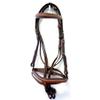 Sazaar Tack Leather English Horse Bridle-Colored Padding & Fancy Stitch Brow Band + Nose Band w/Web Reins Brown ST-016B (Cob) view 1
