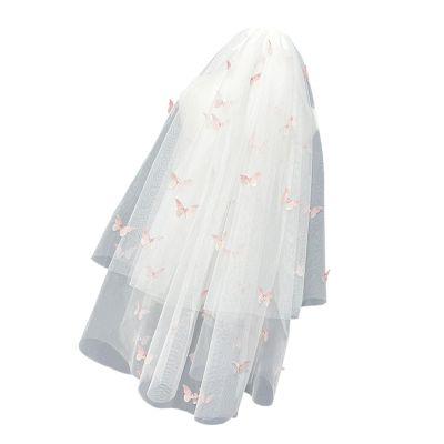 Butterfly Wedding Veil With Hair Comb MultiLayer Bridal Veil Elegant Short Veil Bride Bridesmaid Hair Accessories