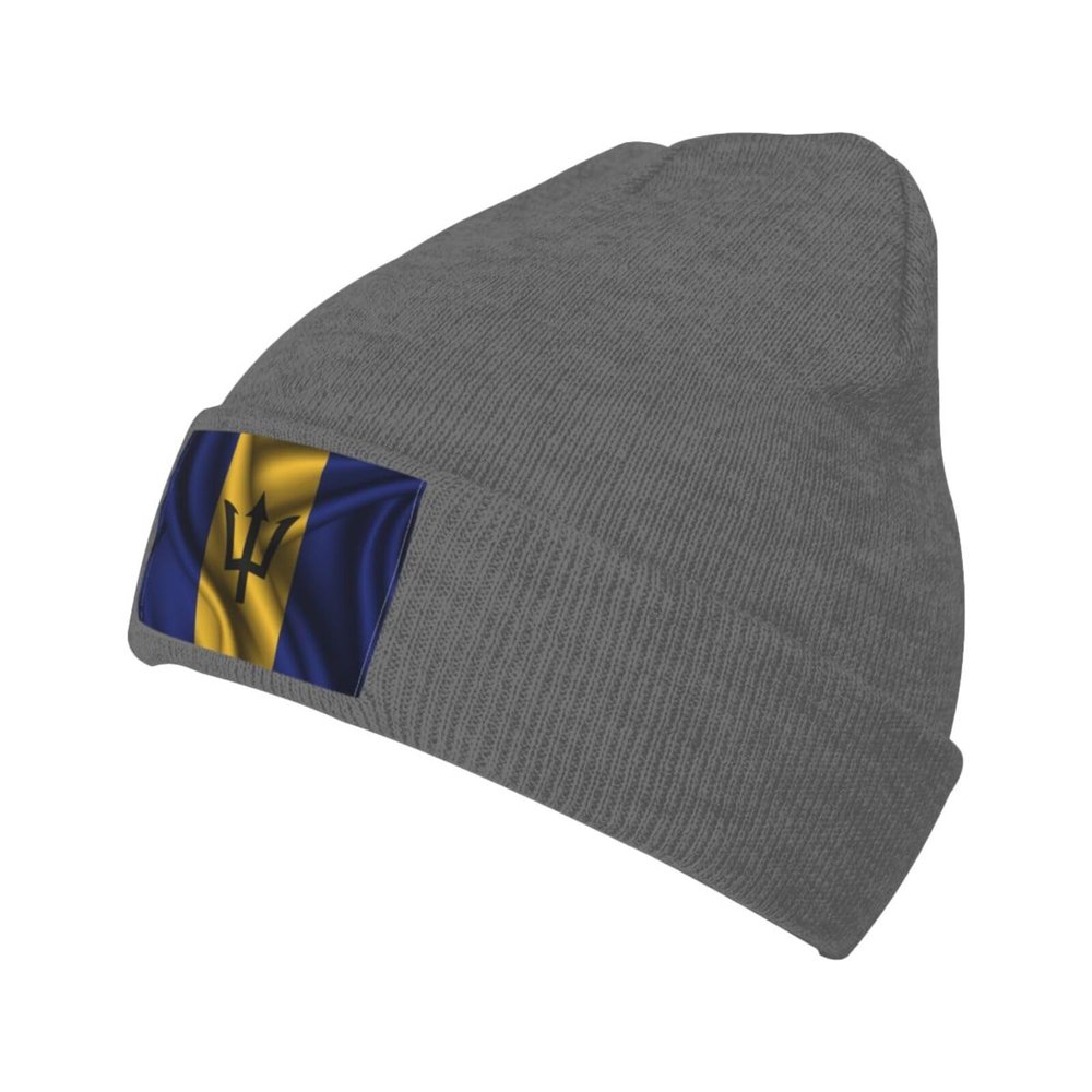 Silk Style Flag of Barbados Beanie Hat Acrylic Knit Warm Winter Hats for Women Men Skull Cap Deep Heather