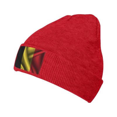 Silk Style Flag of Belgium Beanie Hat Acrylic Knit Warm Winter Hats for Women Men Skull Cap Red
