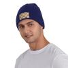 School Bell Seamless Pattern Beanie Hat Acrylic Knit Warm Winter Hats for Women Men Skull Cap Navy Blue view 2
