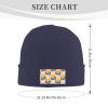 School Bell Seamless Pattern Beanie Hat Acrylic Knit Warm Winter Hats for Women Men Skull Cap Navy Blue view 4