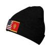 ZKLCRYTR Torn Style American and Montenegro Flags Beanie Hat Acrylic Knit Warm Winter Hats for Women Men Skull Cap Black view 1