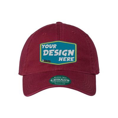 Legacy Personalized Custom Comfort Unisex Relaxed Twill Dad Hat Birthday Hat Bucket Hat Wool Hat Burgundy