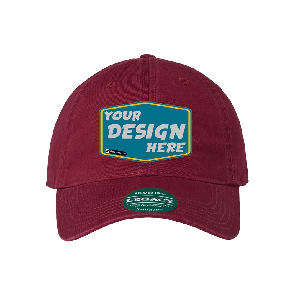 Legacy Personalized Custom Comfort Unisex Relaxed Twill Dad Hat Birthday Hat Bucket Hat Wool Hat Burgundy
