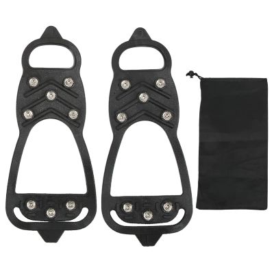 Alomejor Rubber Thermoplastic Elastomer Crampons with 8 Teeth Ice Shoe Grips Traction Cleats for Walking Jogging Hiking Climbing (M)