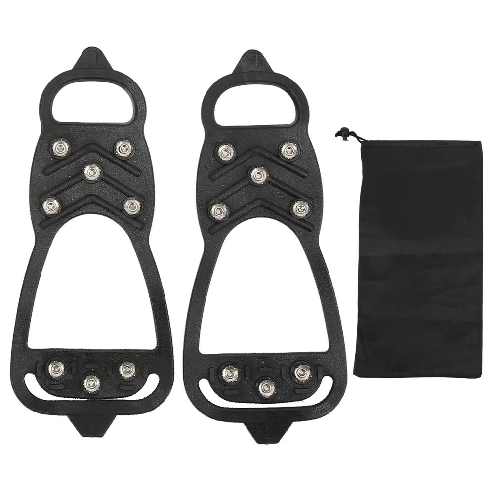 Alomejor Rubber Thermoplastic Elastomer Crampons with 8 Teeth Ice Shoe Grips Traction Cleats for Walking Jogging Hiking Climbing (M)