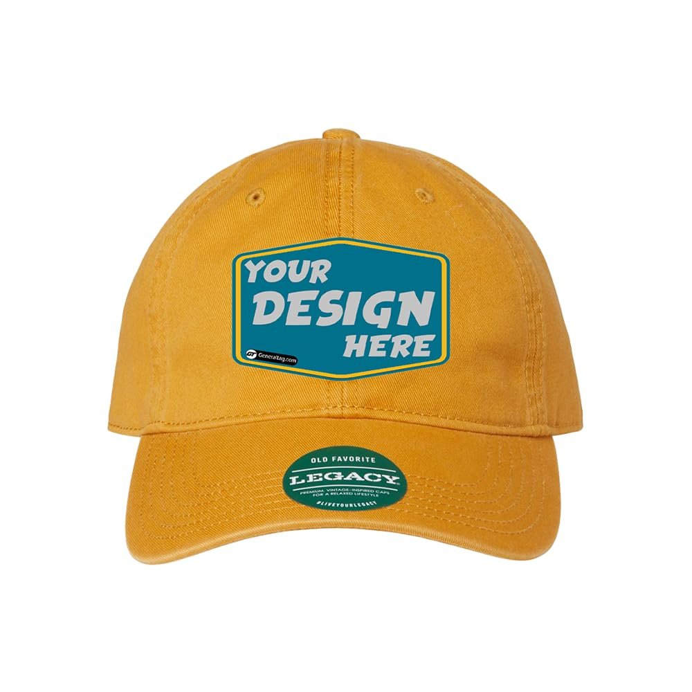 Sun Hat Winter Hat Legacy Personalized Custom Comfort Unisex Relaxed Twill Dad Hat Personalized Custom Comfort Hat Mustard