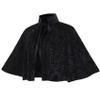 Black Cape for Women, Gothic Lolita Medieval Shawl Cloak with Tie Strap, Halloween Soft Short Medieval Cowl Black Cloak for Pagan Cosplay view 2