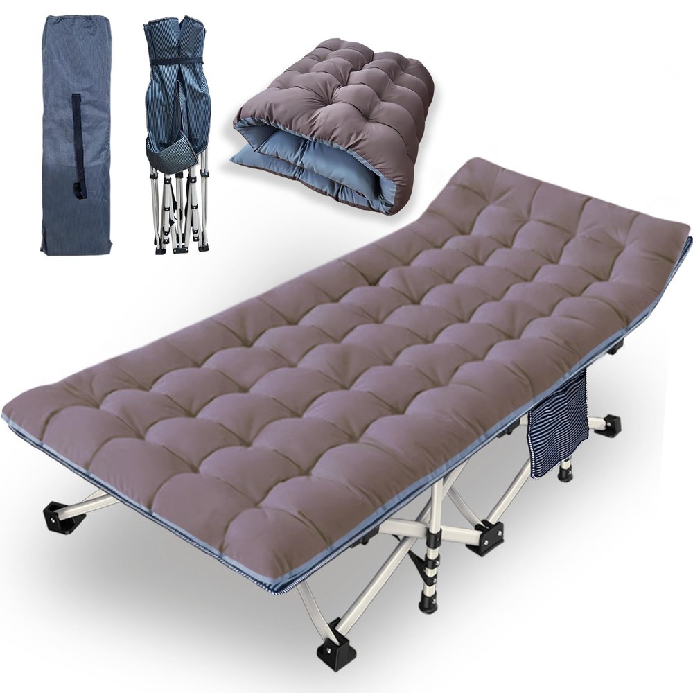 79" L x 32" W x 18" H Oversize XXL Camping Cot with Mattress Comfortable for Adults Extra Wide Cots for Sleeping Camping Bed Folding Cot Heavy Duty with Carry Bag for Home Office Outdoor Indoor
