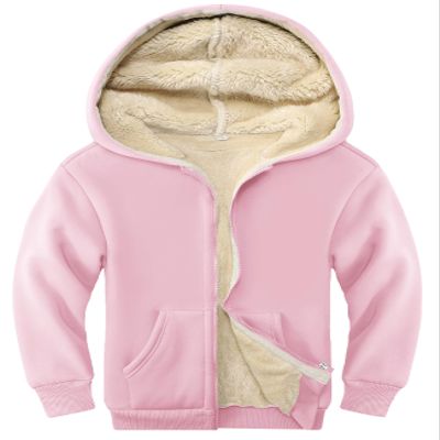 Rousytn Unisex Boys Girls Sherpa Lined Fleece Jacket Hoodie Kids Warm Winter Zip Up Hooded Sweatshirt Jackets Coat 4-15Y(Pink-XL)