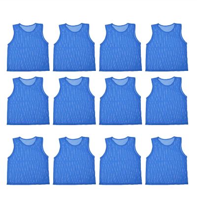 12 pcs Soccer Pinnies Basketball Jersey Team Practice Vests Nylon Mesh Scrimmage for Sports Adults Youth Scrimmage Vests (Dark Blue)