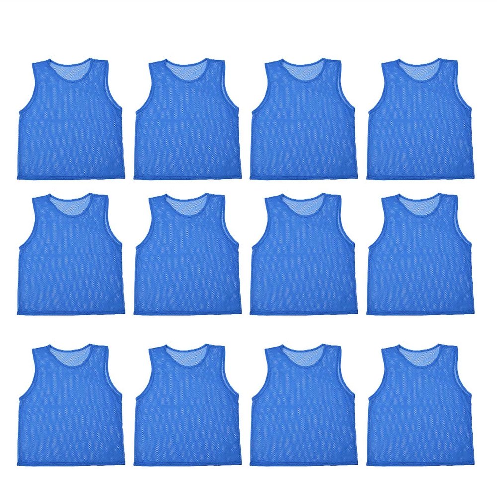 12 pcs Soccer Pinnies Basketball Jersey Team Practice Vests Nylon Mesh Scrimmage for Sports Adults Youth Scrimmage Vests (Dark Blue)