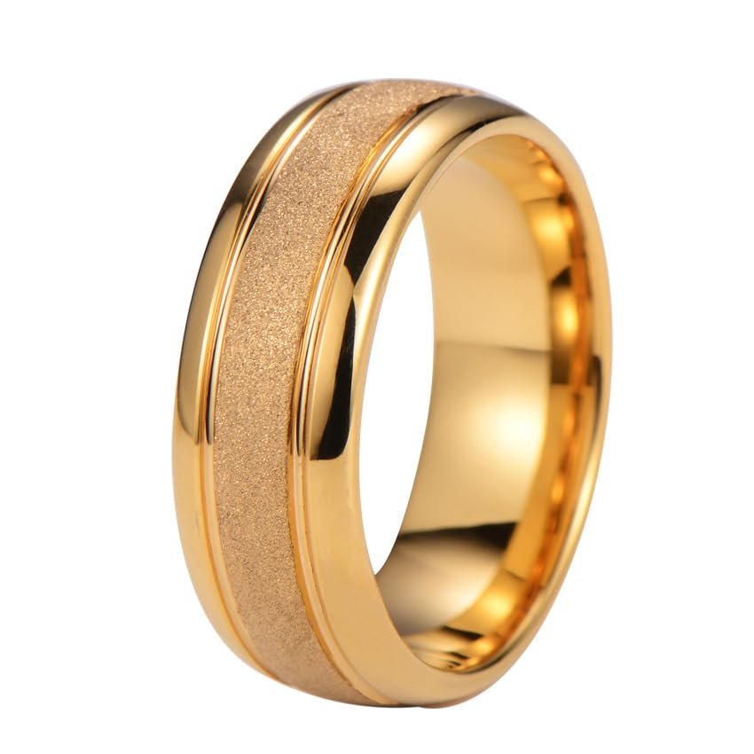 WCB1FPu 6/8mm Tungsten Rings for Men Women Electroplating 18K Gold Wedding/Birthday Ring Sizes 6-15 (10)