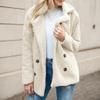 Akivide Women's Wool Fleece Button Open Front Coat Fall Winter Casual Loose Fuzzy Lapel Collar Long Sleeve Warmth Jacket view 2