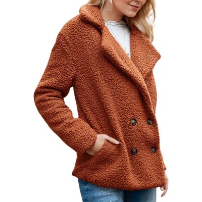 Akivide Women's Wool Fleece Button Open Front Coat Fall Winter Casual Loose Fuzzy Lapel Collar Long Sleeve Warmth Jacket
