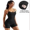 OMKAGI 2 Piece Workout Sets for Women Padded Sports Bra Tank Booty Gym Shorts with Pockets(XL,284-Black) view 3