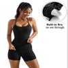 OMKAGI 2 Piece Workout Sets for Women Padded Sports Bra Tank Booty Gym Shorts with Pockets(XL,284-Black) view 4