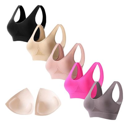 5 Pack Sports Bras for Women, Mesh Breathable Beauty Vest, Elastic Straps Push-up Fitness Underwear, 5PC Yoga Workout Bra