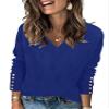 AKEWEI Womens V Neck Sweater Long Sleeve Pullover Lighetweight Knitted Ladies Tops Casual Fall(Royal Blue,Large) view 1