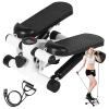 hatleues Steppers for Exercise, Mini Steppers with Resistance Bands, Upgraded Air Powered Stair Steppers with 300 Lbs Weight Loading, Super Quiet Hydraulic Step Fitness Machine with LED Monitor Black view 1
