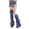GRABAGECAN Women Japanese Jeans Leg Warmer with Drawstring Punk Flared Thigh High Socks Denims Baggy Leg Streetwear view 1