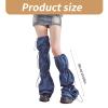 GRABAGECAN Women Japanese Jeans Leg Warmer with Drawstring Punk Flared Thigh High Socks Denims Baggy Leg Streetwear view 4