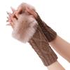 CABODYALS 2 Pairs Furry Arm Warmers Fingerless Gloves Soft Fluffy Knitted Khaki Thumb Holes Gloves Winter Crochet Faux Fur Knitting Wrist Mittens Arm Sleeves for Women Writing Painting Typing Cycling view 1
