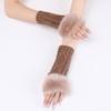 CABODYALS 2 Pairs Furry Arm Warmers Fingerless Gloves Soft Fluffy Knitted Khaki Thumb Holes Gloves Winter Crochet Faux Fur Knitting Wrist Mittens Arm Sleeves for Women Writing Painting Typing Cycling view 4