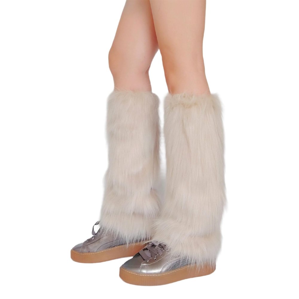 GRABAGECAN Womens Furry Party Costume Faux Furs Fuzzy Long Cuffs Leg Warmers/Boot Sleeves/Boot Covers Gifts
