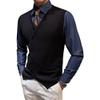 JEShifangjiusu Mens Double Breasted Sleeveless Sweater V-Neck Knitted Cardigan Tank Top Casual Slim Fit Vest With Pockets (black,Large) view 1