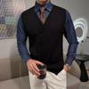 JEShifangjiusu Mens Double Breasted Sleeveless Sweater V-Neck Knitted Cardigan Tank Top Casual Slim Fit Vest With Pockets (black,Large) view 2