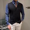 JEShifangjiusu Mens Double Breasted Sleeveless Sweater V-Neck Knitted Cardigan Tank Top Casual Slim Fit Vest With Pockets (black,Large) view 4