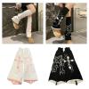 GRABAGECAN Women Star Crosses Pattern Leg Warmers Japanese Fairycore Punk Knitted Long Socks Flared Foot Covers Streetwear view 2