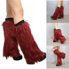 GRABAGECAN Plush Leg Warmers for Women Soft Furry Boot Toppers Ribbed Elastic Top Fuzzy Leg Covers Winter Accessory Party Costume view 2