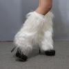 GRABAGECAN Plush Leg Warmers for Women Soft Furry Boot Toppers Ribbed Elastic Top Fuzzy Leg Covers Winter Accessory Party Costume view 3