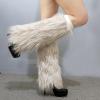 GRABAGECAN Plush Leg Warmers for Women Soft Furry Boot Toppers Ribbed Elastic Top Fuzzy Leg Covers Winter Accessory Party Costume view 3