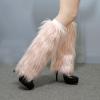 GRABAGECAN Plush Leg Warmers for Women Soft Furry Boot Toppers Ribbed Elastic Top Fuzzy Leg Covers Winter Accessory Party Costume view 4